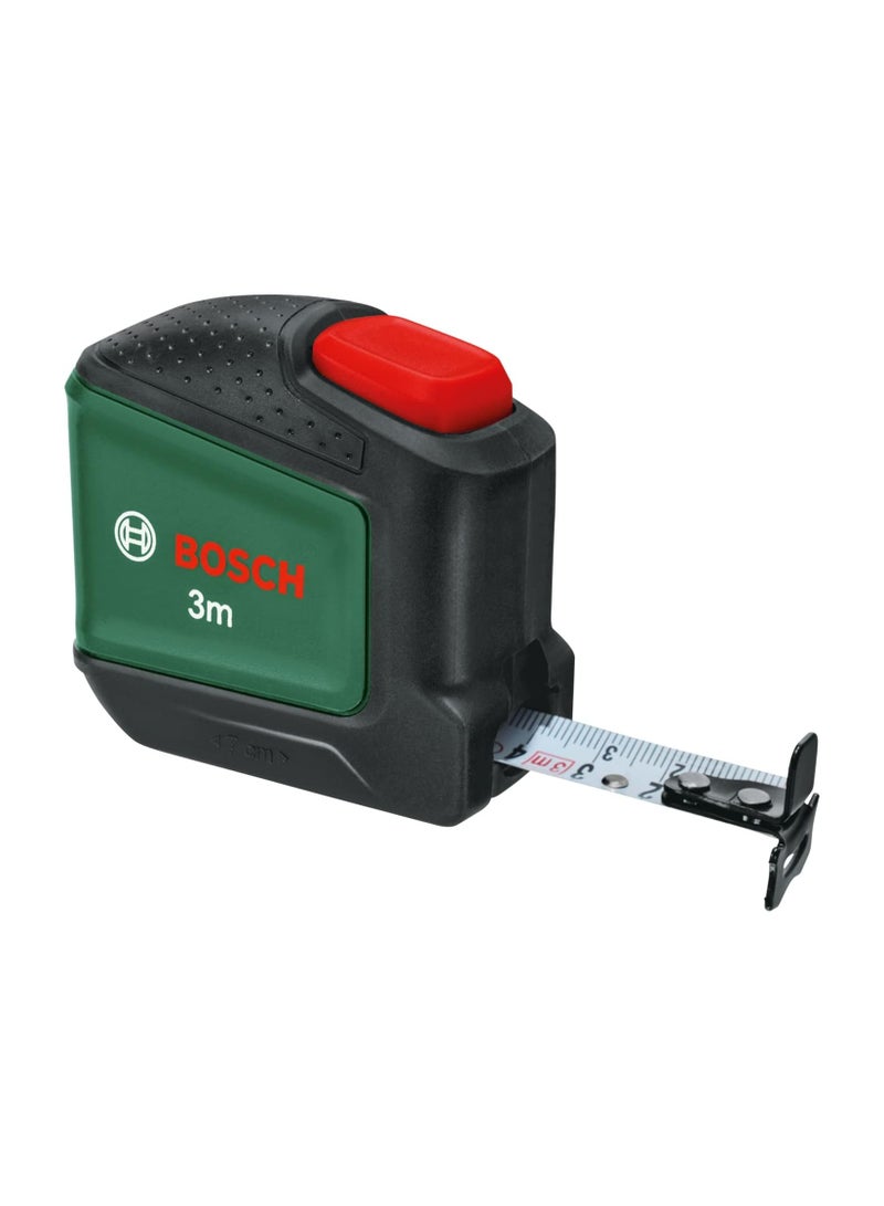 Bosch Tape Measure 3m (Auto Lock; 19mm Tape Width, Nylon-Coated, Accurate 3-Metre Tape Measure with Two-Direction Hook and Metal Belt Clip)